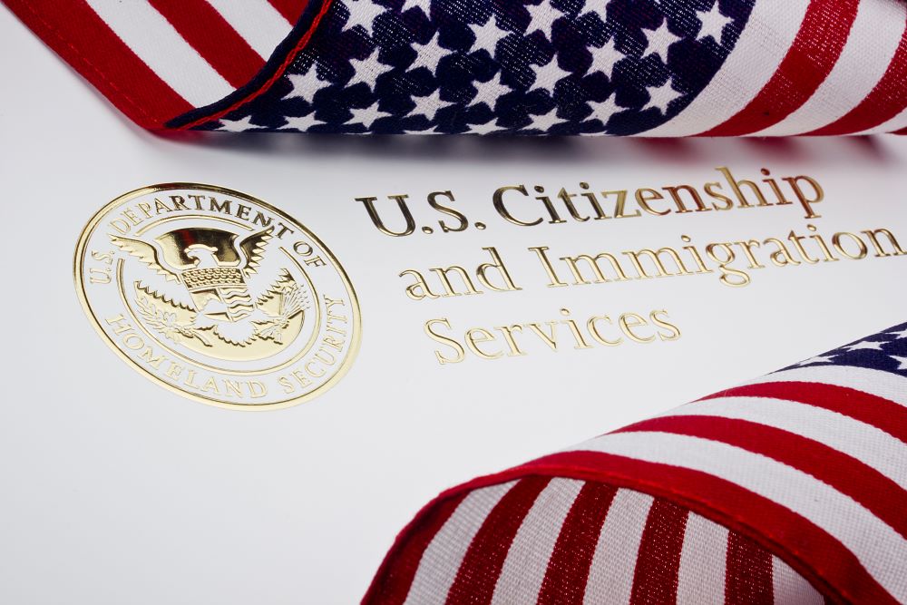 USCIS paper and American flags
