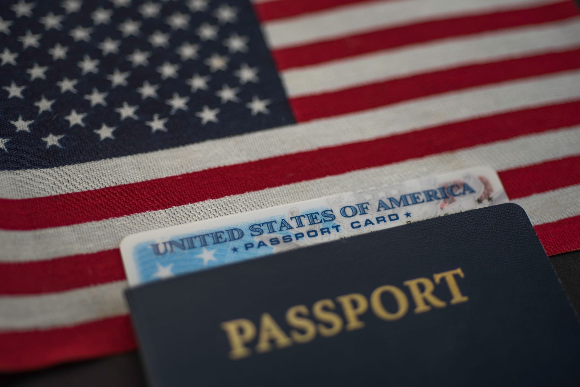 us flag and passport